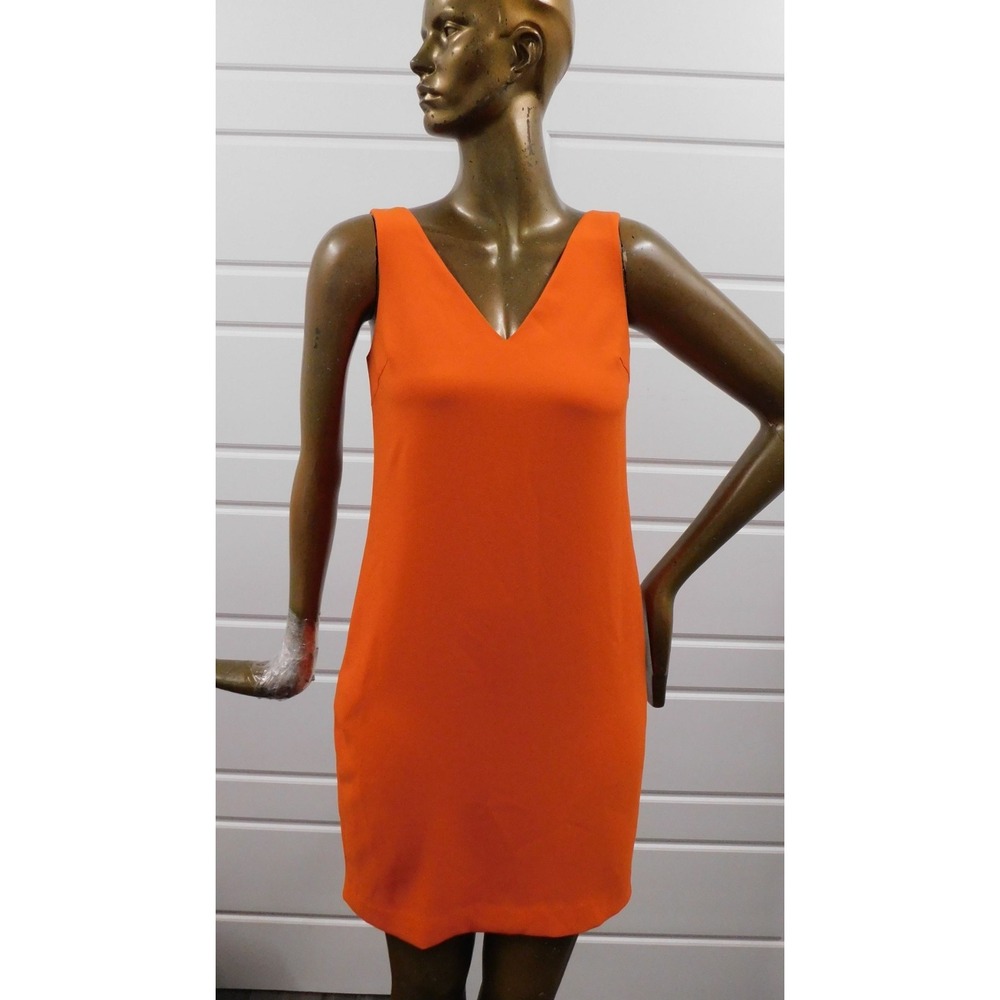 Ralph Lauren Black Label Viena Orange Crepe Sleeveless Shift Dress sz 2
